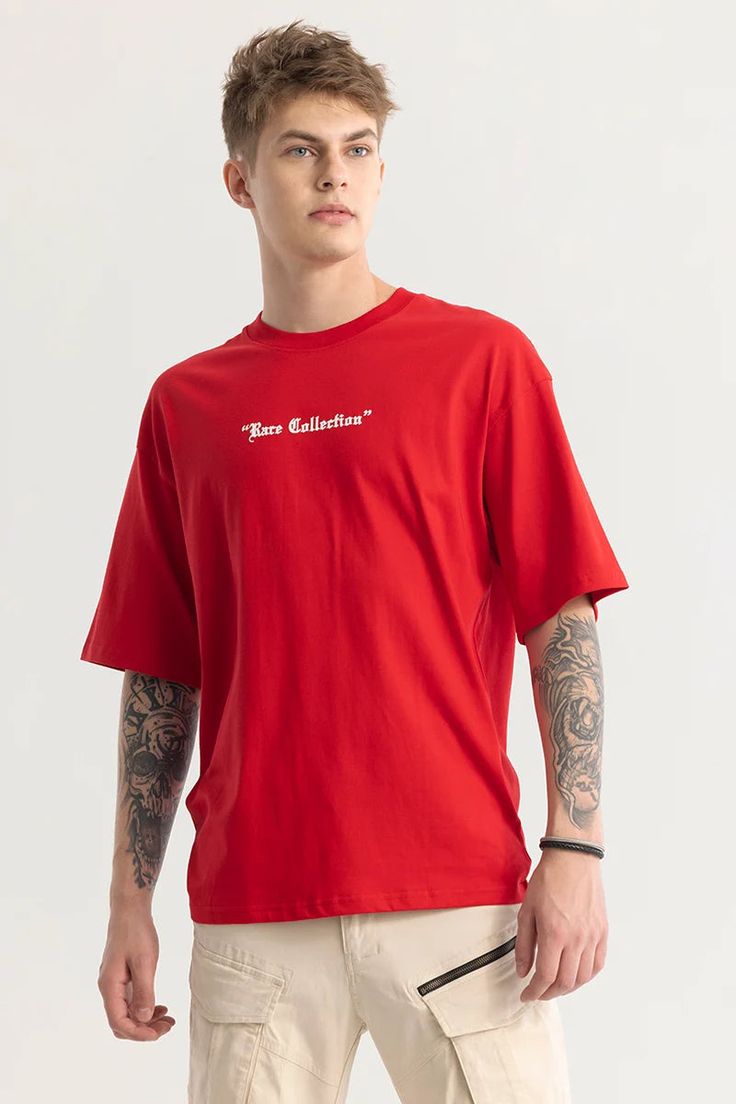 Crimson Script Graphic Tee | Urban Forge oversized t-shirt
